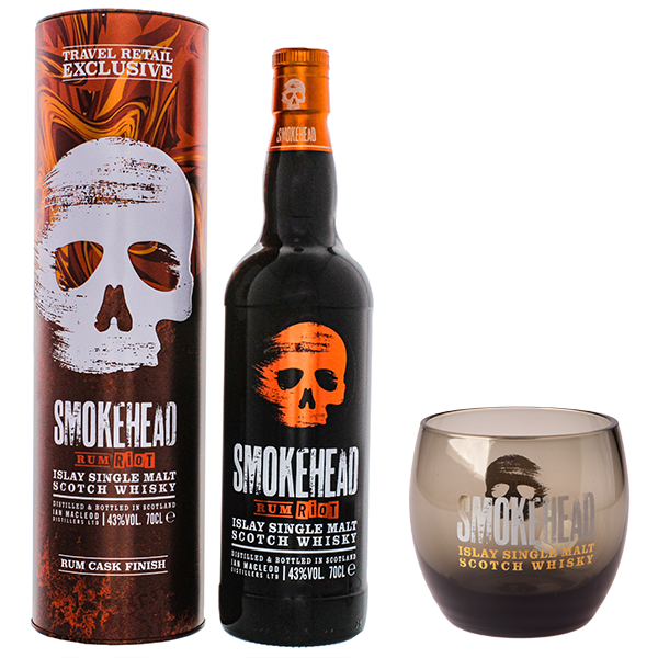 Smokehead Riot Rum Cask Whisky 43% plus Tumbler