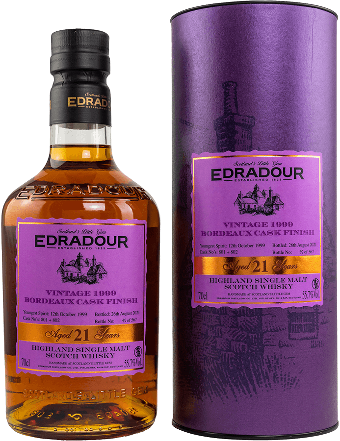 Edradour 21 Jahre 1999/2021 Bordeaux Finishing Whisky 55,7% 0,7L