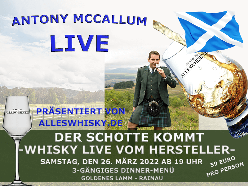 Am 26.03.2022 - Whisky-Dinner - LIVE - Der Schotte kommt - Antony McCallum