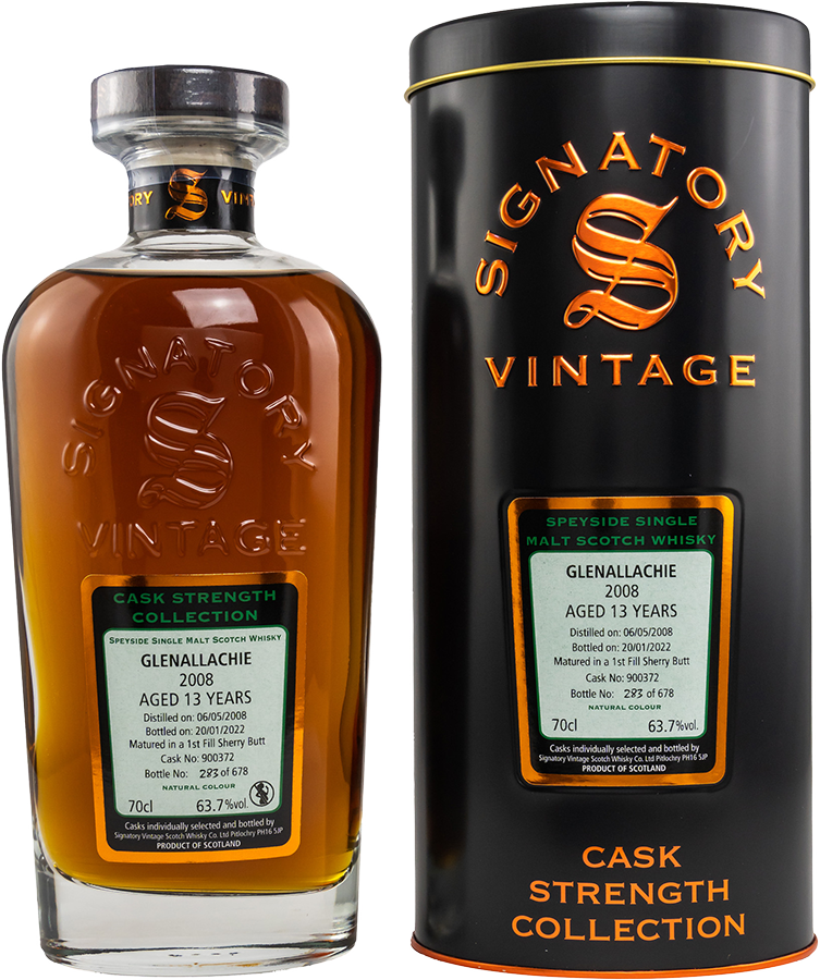 Glenallachie 12 Jahre 2008/2022 Cask Strength Collection #900372 Whisky 63,7% (Signatory)