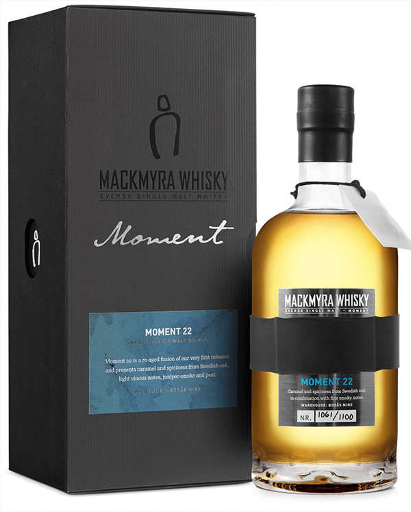 Mackmyra Moment 22 Whisky 42,4 Prozent mit schwarzen Geschenkverpackung