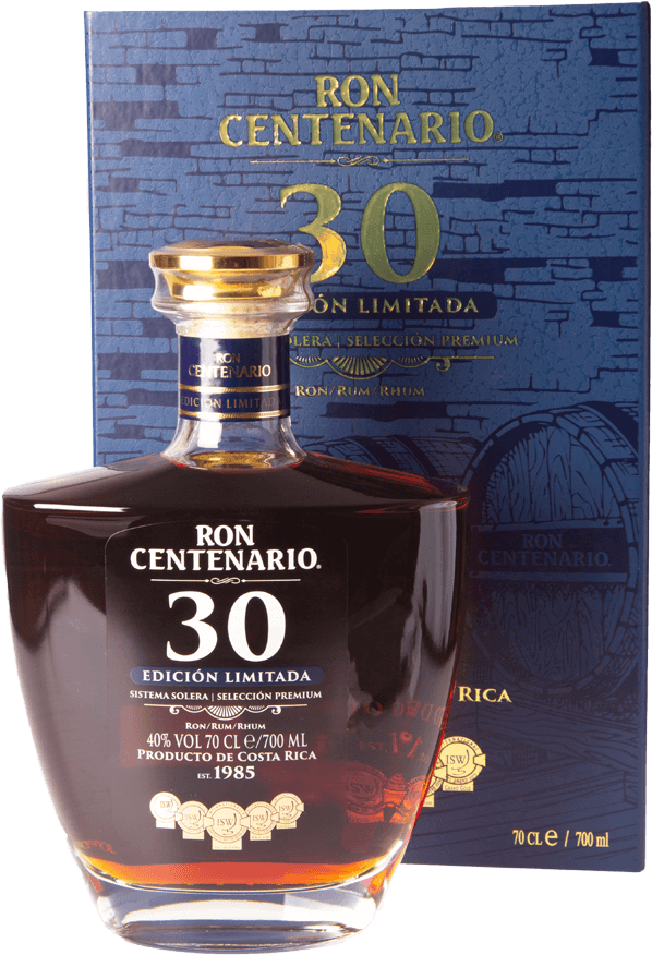 Ron Centenario 30 Edicion Limitada Rum Flasche 40 Prozent in blauer Geschenkverpackung