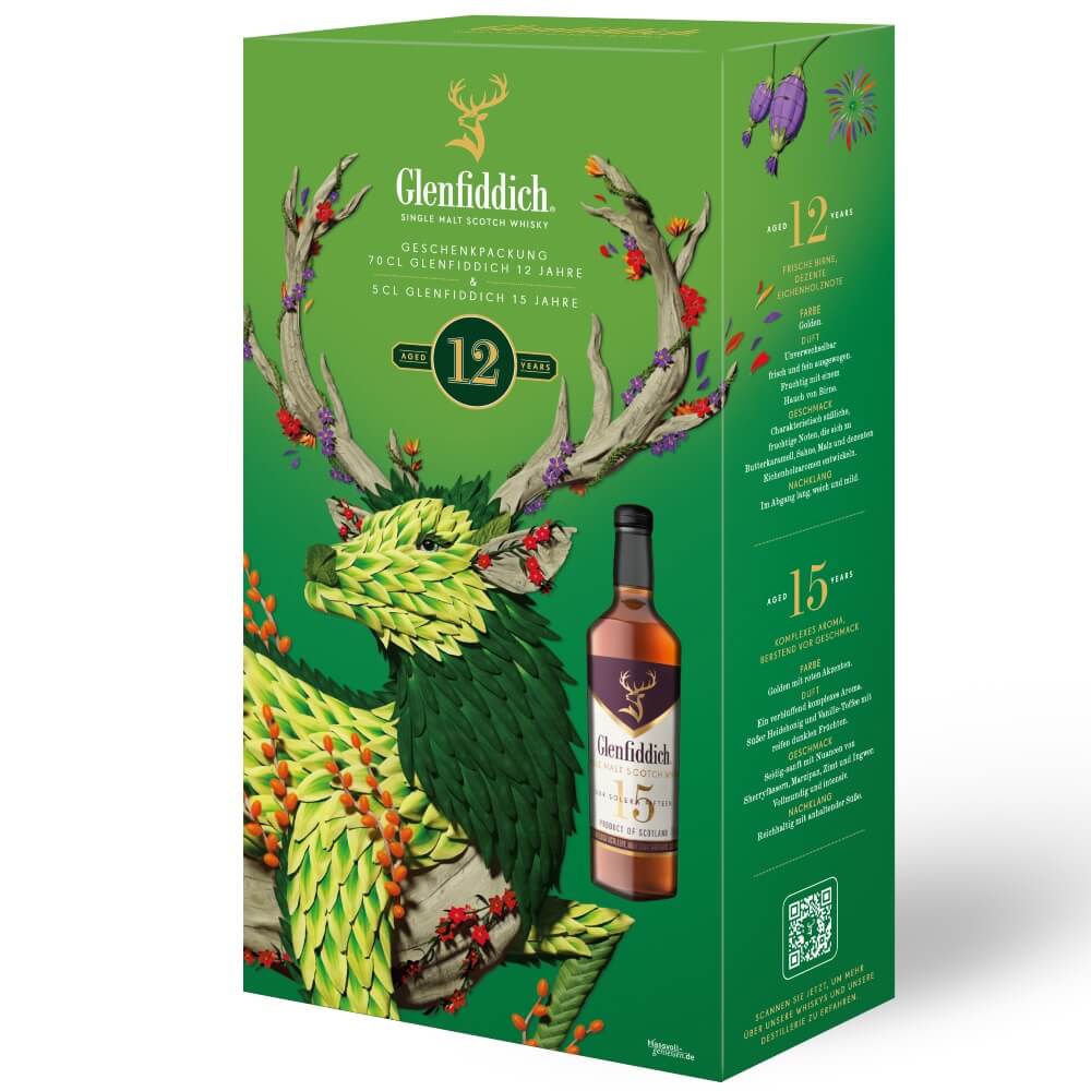 Glenfiddich 12 Jahre Whisky 40% mit 15er Miniatur