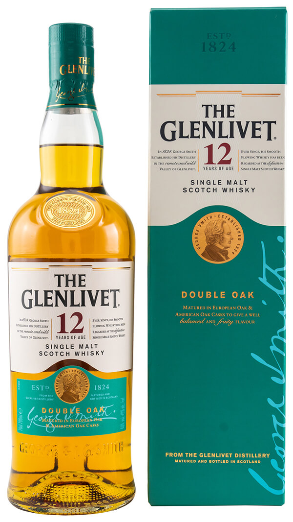 Glenlivet 12 Jahre Double Oak Speyside Whisky 40 Prozent mit grüner Geschenkverpackung