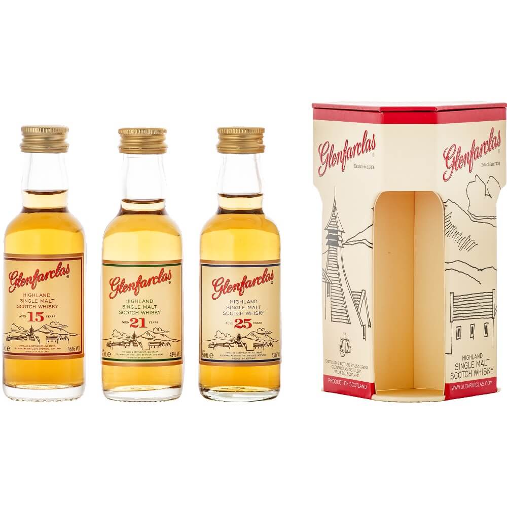 Glenfarclas Miniaturen 15 Jahre, 21 Jahre, 25 Jahre Whiskyset 3x50ml