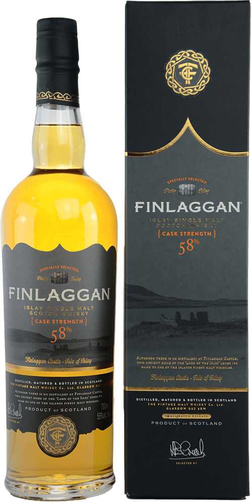 Finlaggan Cask Strength Whisky Islay 58 Prozent Flasche mit Geschenkverpackung