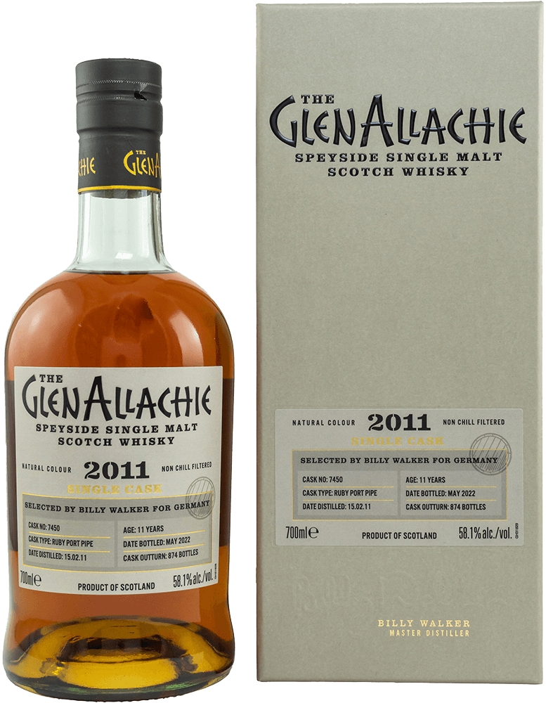 Glenallachie 11 Jahre 2011/2022 Cask 7450 Ruby Port Pipe for Germany Whisky 58,1%