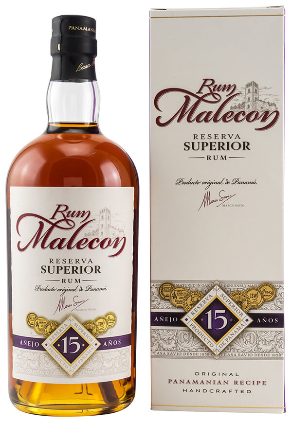 Malecon Rum Reserva Superior 15 Jahre Rum 40 Prozent mit Geschenkverpackung