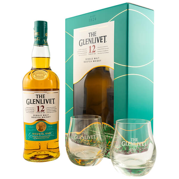 Glenlivet 12 Jahre Speyside Whisky Geschenkset mit 2 Tumblern