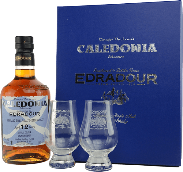 Edradour 12 Jahre Caledonia Highland Single Malt Whisky 46% 0,7L Gift Set