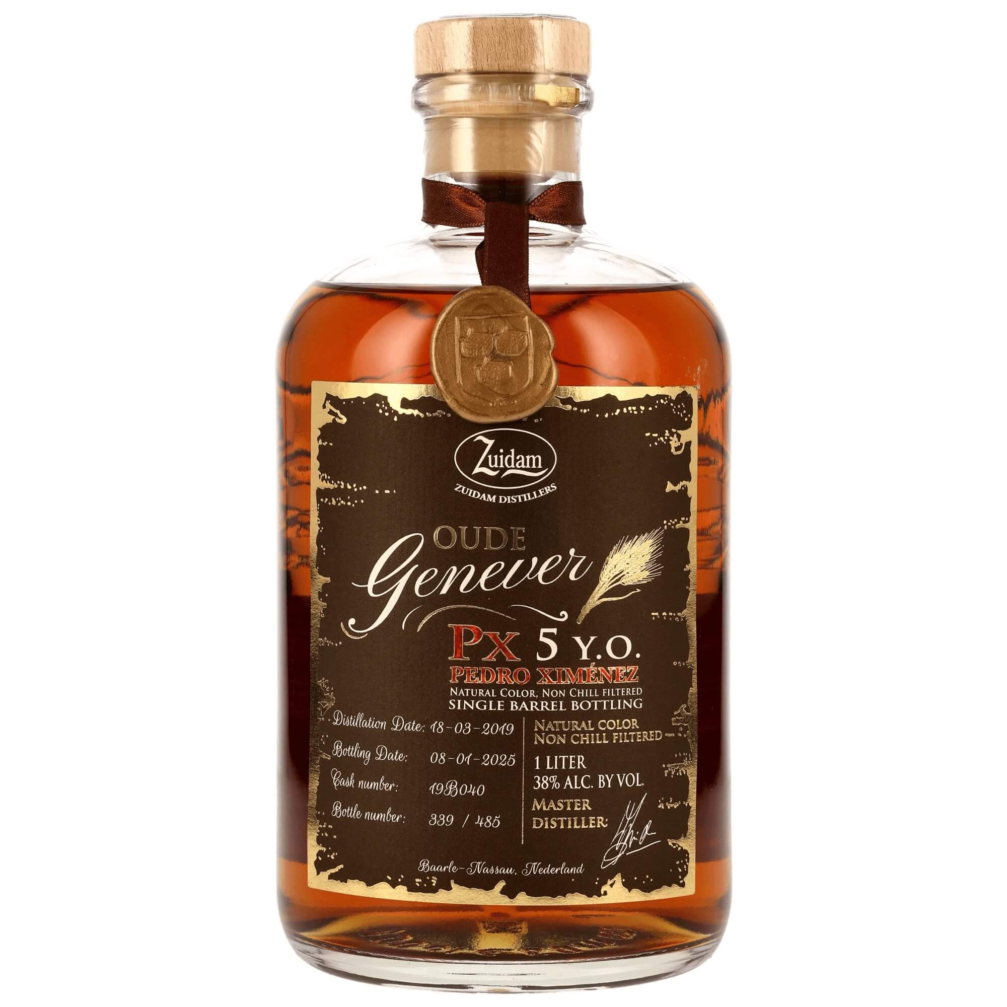 Zuidam 5 Jahre PX Single Barrel Oude Genever 38% 1,0L
