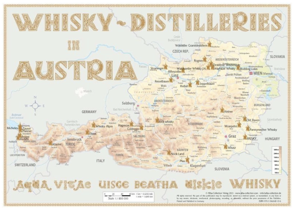 Alba Collection - Austria Whisky Distilleries - Tasting Map 34x24cm